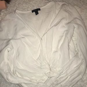 Cotton on v neck top with button covering cleavage